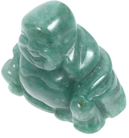 GLEAVI Estatua de Buda de Cristal Verde Tallada Figura Decorativa Delicada y Única Que CREA Ambiente Armonioso y Atención al Detalle para Decoración de Escritorio