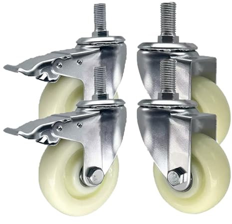 Ruedas giratorias de alta resistencia, con bloqueo de 3/4/5 pulgadas, vástago roscado M20, ruedas giratorias de nailon de alta resistencia, ruedas antideslizantes para muebles/bancos de trab