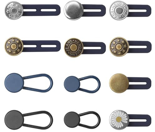 APOMOONS 24 Stück Hosenbunderweiterung Knopf Set Verstellbare Hosenknopf Verlängerung für Herren, Damen und Schwangerschaft – Bunter Hosenbund Extender für Jeans, Röcke, Hemden Anzug