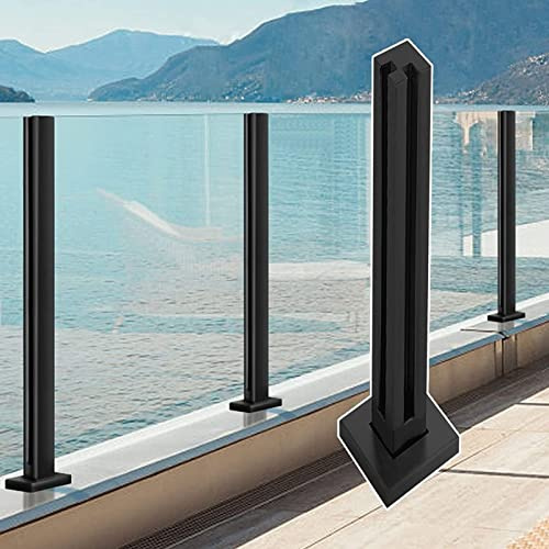 Pinces à verre en acier inoxydable haute résistance pour atriums jardins et escaliers – Support de panneau de verre noir pour garde-corps et système de balustrade en verre de 9,5 mm et 1,27 cm