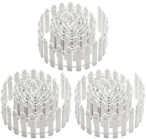 3 PCS 35 Inch Mini Christmas Garden Fence, White Miniature Fairy Garden Fence Mini Wood Picket Ornament Fence for Dollhouse Village Landscape Home Garden Plant, DIY