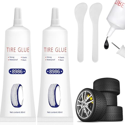 MagiSel 120ml Colla per Riparazione Pneumatici, Mastice per Riparazione Pneumatici, 2 Pezzi 60ml Sigillante Auto, Riparazione Rapida di Crepe e Buchi nei Pneumatici per Auto, Bici, Moto, Auto