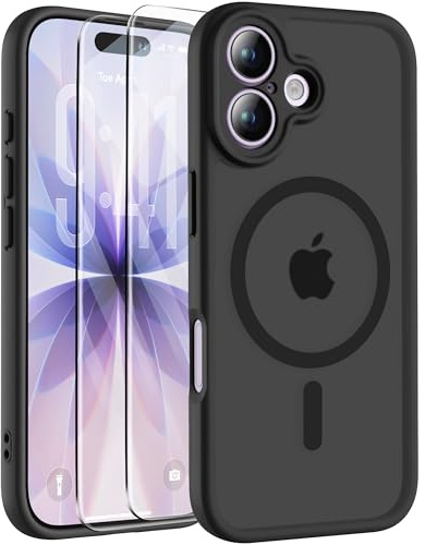 ORETECH Magnetic for iPhone 17 Case, Matt Back Black | Compatible with Magsafe, 2 Pack Screen Protector, Camera Lens Protection, Anti Yellowing Ultra Thin Military Grade Shockproof