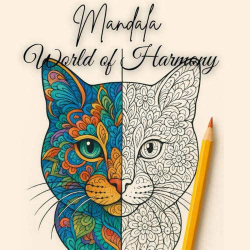 Mandala World of Harmony: Malbuch für Gestresste Erwachsene, Kinder und Senioren mit Tieren im Mandala-Stil
