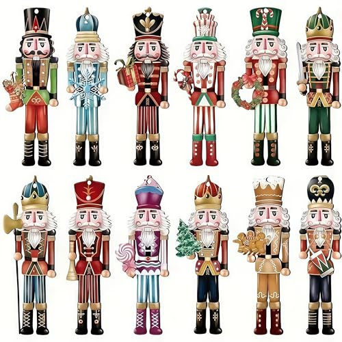 Muñeco Tradicional Navideño Cascanueces De Madera - 12 Diseños Variados En Colores - Ideal Para Decoración De Navidad Fiestas- 24 PACK