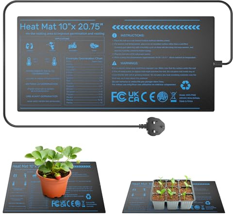 Gvdeirn Tappetini termici per piantine con termostato, 25,4 x 50,8 cm, impermeabili, per partenza di semi, germinazione, coltura idroponica, fermentazione, allevamento, serre (termostato)