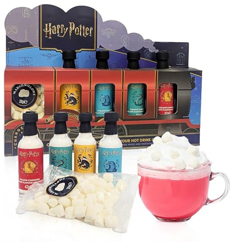 Harry Potter Hot Chocolate Gift Set - Hogwarts Express Coco Train of 4 x 42g Colour Changing Choxcolate Drinks with Marshmallows. Harry Potter Gifts for Stocking Fillers, Christmas Gifts for Kids