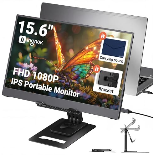 Ingnok Tragbarer Monitor 15,6 Zoll FHD IPS, Portable Monitor für Laptop