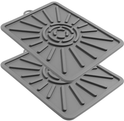 DOITOOL 2 pièces Tapis de Cuisson Silicone Réutilisable pour Barbecue Tapis de Protection Antidébordement et Égouttage Huile Coussin de Cuisson Résistant Adapté Grill et Plancha Lavable
