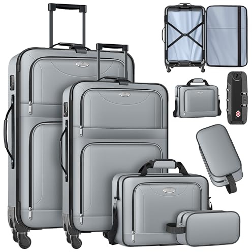 KESSER® Reisekoffer Set 4-teilig | Trolley Kofferset Stoffkoffer mit 3-Ziffern-TSA-Schloss, 360° Rollen & Teleskopgriff | Kosmetiktasche Handgepäck Leichter Koffer & große Koffer