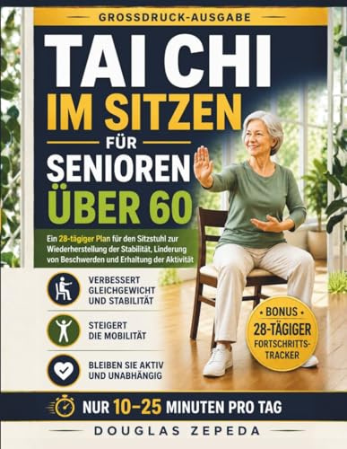 Tai Chi Im Sitzen Für Senioren Über 60: Ein 28-tägiger Plan Für Den Sitzstuhl zur Wiederherstellung Der Stabilität, Linderung von Beschwerden und Erhaltung der Aktivität