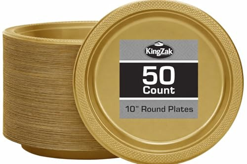 Hanna K. Signature Collection 50 Count Plastic Plate, 10-Inch, Gold