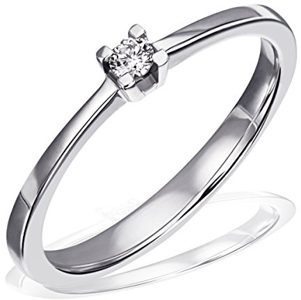 Goldmaid Damen-Ring Trauring, Freundschaftsring, Verlobung 925 Sterlingsilber rhodiniert Diamant (0.05 ct)