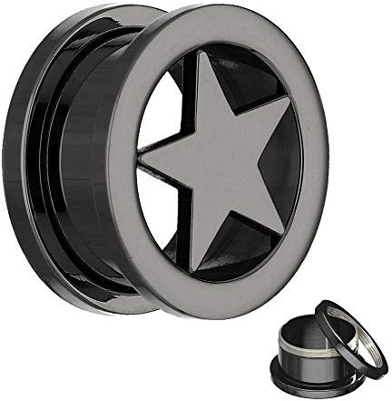 Treuheld Stern Flesh Tunnel - Stahl - Schwarz 3 mm