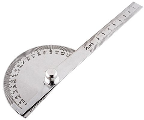 Kcopo Winkelmesser Lineal Edelstahl Winkelmesser Rotating Winkelmesser 180° Winkelmesser Messen Winkelmesser Als mathematisches Werkzeug und zur Messung der Winkelgröße Durchmesser100MM