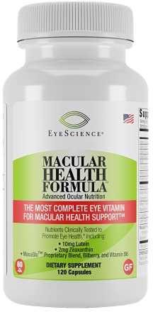 EyeScience – Macular Health Formula – Capsules – Complete Nutritional Supplement for Eye Health - Contains Lutein, Zeaxanthin, Vitamin C, D, E & B6 (120 Count)