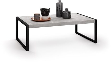 MOBILI FIVER, Luxury, Couchtisch, Grauer Beton, Made In Italy