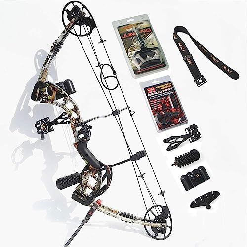 HNZMDY Compoundbogen Set Jagdbogen 30-70lbs Einstellbar Jagdbogen mit Bogen Zubehör Erwachsene Compound Bögen Bogenschießen Jagd 320 FPS Rechtshänder (Camo Bogen)