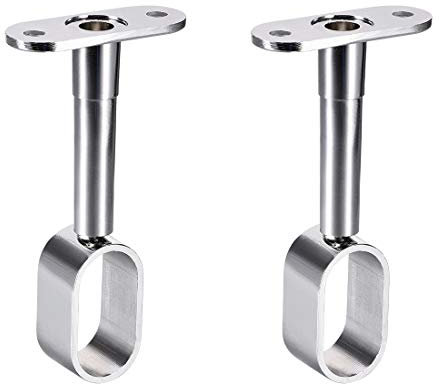 sourcing map Soporte para Cortinas, 2 Soportes Ajustables de Techo, Soporte Barra Armario, Altura Ajustable de 84-105mm, para Barra de Cortina de Ducha de Armario (Tono Plateado)