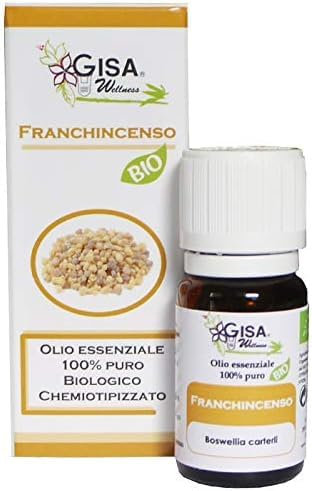 Gisa Wellness - FRANCHINCENSO - Olio Essenziale Bio - 100% Puro e Naturale - [5ml] - Alimentare - Aromaterapia - Cura della Persona - Benessere - Made in Italy