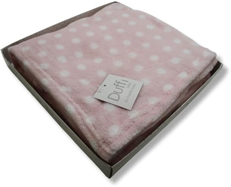 Duffi Baby | Manta Coralina 'Puntitos' - Ultra Suave y Confortable - Tamaño Ideal 80x110 cm Cochecitos, Cunas y Sillas de Paseo - Ideal para Bebés y Niños Pequeños (0-36 Meses)