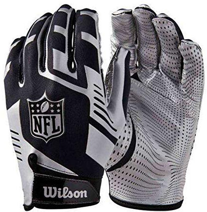 Wilson American Football Receiver-Handschuhe NFL STRETCH FIT RECEIVERS GLOVE, Einheitsgröße, schwarz/Silber, WTF930700M