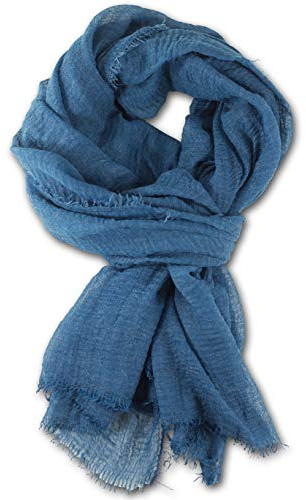 fashionchimp BASIC-Schal für Damen mit weichem Fransensaum, Tuch in leichter Qualität mit Baumwolle, einfarbig (Royalblau)
