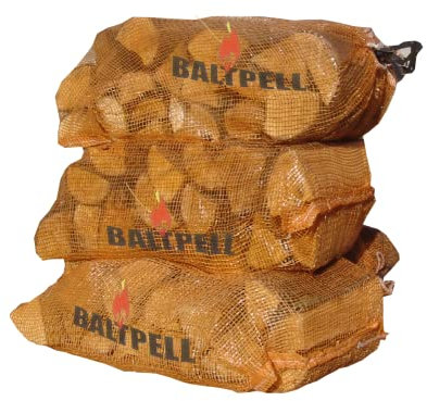 BALTPELL Legna Da Ardere Secca | Legno Ontano Alta Qualità | 3 Sacchi da 40 Litri | Per Camini, Caminetti, Stufe, Barbecue, Pizzerie | Tronchetti 30cm