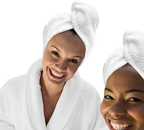 KEEPOZ Toalla para el Cabello de Secado rápido, 100% algodón, súper Absorbente, Turbante para Mujeres con botón, Productos para el Cabello antiencrespamiento, Gorro para Cabello Rizado, Largo y