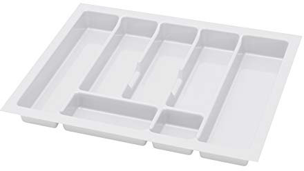 Range Couvert - Rangement et Organisation de Cuisine de la Couverts de Table - Pratique Range Couverts pour Tiroir 60cm - Universal Organisateur Tiroir Cuisine - Rangement Couvert - 530x430mm Blanc