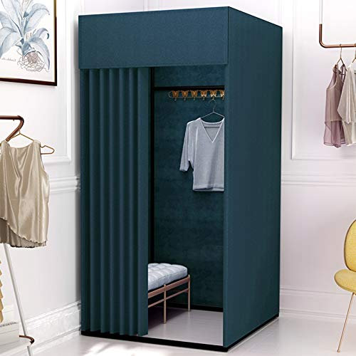 YXYECEIPENO Camping-WC-Vorhang, Türvorhang, Ankleidezimmer, Vorhang-Set und Metallrahmen, Regal, Faltraum, einfaches Ankleidezimmer (Farbe: Dunkelgrün, Größe: 80 x 100 x 200 cm)