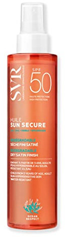 SVR - Sun Secure Huile Sèche SPF50 - Huile solaire satinée non grasse – Très haute protection UVA, UVB, infrarouge & lumière visible – Visage, corps & cheveux – Niacinamide, Vitamine E – 200 ml