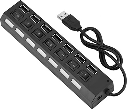 7 Port USB Hub Splitter, 480 Mbit/s 7 Port USB 2.0 Hub für Maus/Drucker/Scanner, No Conflict Hub Splitter Plug & Play