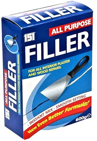 All Purpose White Filler Powder 600g - Ideal for All Plaster, Plasterboard, Wood, Brick, Stone & Other Building Material Repairs