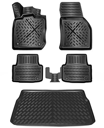 ELMASLINE Juego de alfombrillas de goma y bandeja para maletero para Cupra Formenttor 2020-2025, borde alto, alfombrillas + alfombrilla para maletero