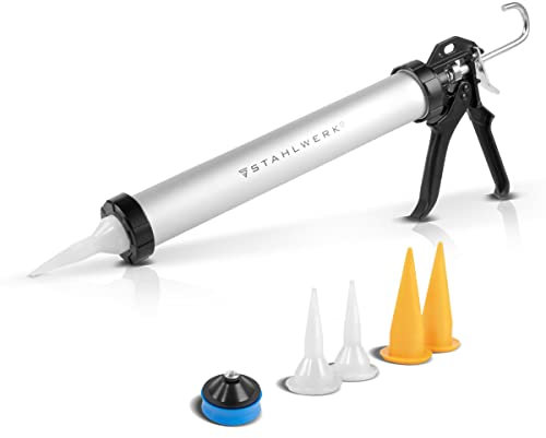 STAHLWERK Pistola per silicone SP-600 ST Pistola a cartuccia da 600 ml in robusto alluminio per siliconare e applicare adesivi e sigillanti