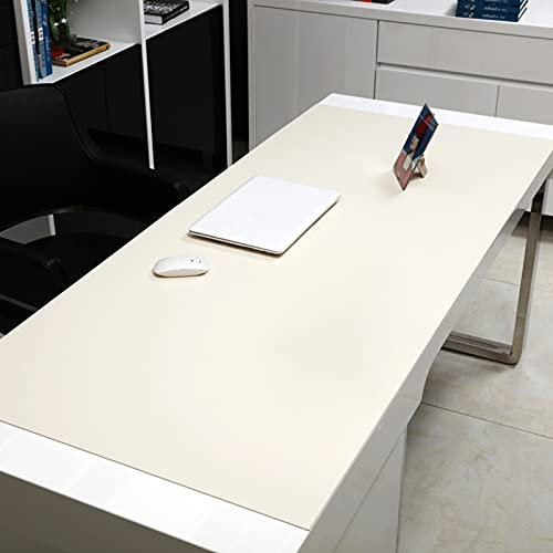 Multifonctionnel Antidérapant Tapis De Souris Ergonomique Jeu Sous-main Pour Clavier Et Souris,Grand PU Cuir Sous-main,Expansé Tapis De Souris-Blanc. 140x60cm(55x24inch)