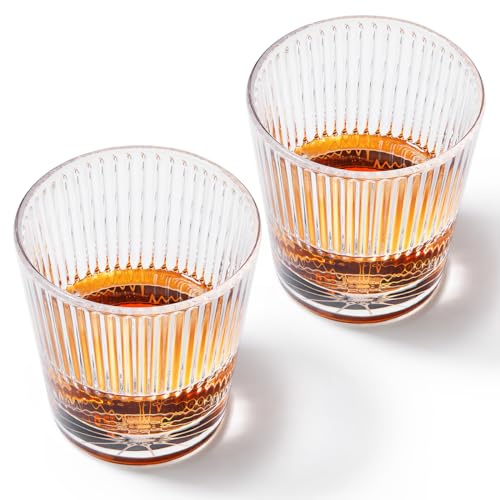 ANBFF Whiskey Glasses Set of 2, 10oz Drinking Glass Cups, Heavy Bottom Rocks Glasses, Crystal Old Fashioned Glass with Gift Box - Barware for Bourbon, Scotch, Cocktail for Men Women