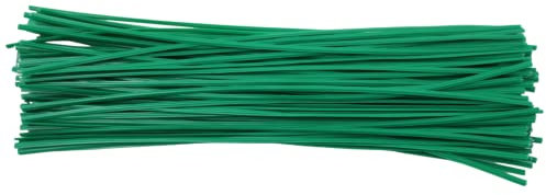 fiXte 100 x Garden Ties Flexible Twist Sticks Soft Plastic Coated Wire Plant Shrub Supports Green 6 Length