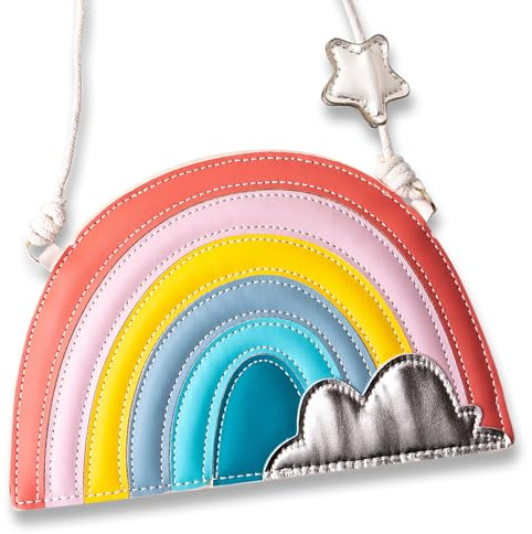 Papierdrachen Kinderhandtasche - veganes Accessoire für Kinder - Regenbogen bunt - Umhängetasche aus Kunstleder - tolle Geschenkidee für Mädchen