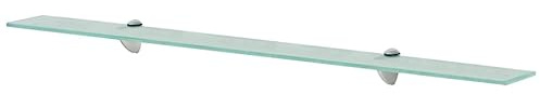 Natulvd Badregal 100 cm gehärtetes Glas schwebendes Regal mit 8 mm dickem Glas Duschaufbewahrung Wandhalterung rechteckiges Regal – transparent – 100 x 10 cm