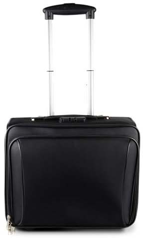 Travigo Premium Handgepäck Pilotenkoffer mit Teleskopgriff für Reisen, Geschäftsreisen, Urlaub – erweiterbar & langlebig | TSA-geprüft mit 2 Fächern und einer Laptoptasche, Schwarz, Premium