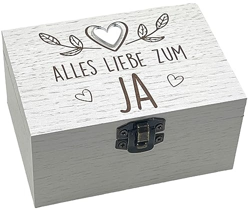 MIJOMA Scatola musicale in legno, confezione regalo in denaro: elegante scatola regalo in legno con carillon, incisione laser, perfetta per compleanni e matrimoni, circa 10 x 7 x 5 cm (tutto l'amore