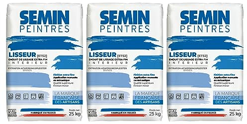 Enduit de Lissage Semin Lisseur ETS2, Intérieur, Poudre, sac de 25 kg, Lot de 3