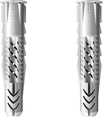 FISCHER Universaldübel UX 10 x 60 R, Schachtel mit 25 Nylondübeln, Allzweckdübel mit Rand, für optimalen Halt bei Befestigungen in Beton, Gipskarton, Kalksand-Lochstein uvm. (Packung mit 2)