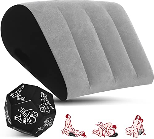 Aorgasms Aufblasbares Sex Kissen Sex Würfel Set - Tragbar Keilkissen Lendenkissen Sexmöbel Bett Sex Spiele Zubehör Paare Geschenke Sexkisssen Ramp Sexspielzeug für Frauen, Männer und Paare (Grau)
