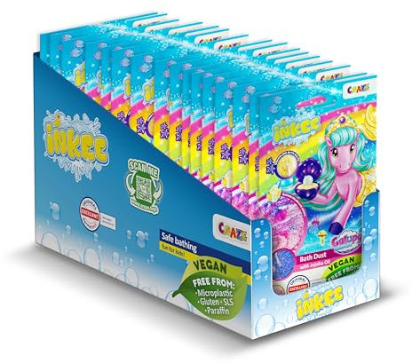 INKEE Confezione da 16 Bath Dust Galupy Mermaid, Polvere di Sirena per la Vasca, Sali da Bagno con Effetto Crepitante e Aroma di Frullato di Banana.