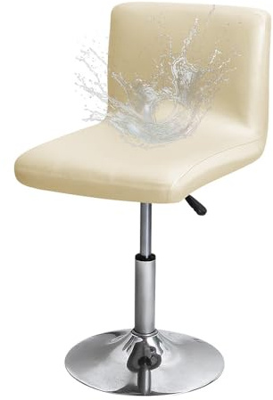 FANSU Barhockerbezug mit Rückenlehne aus PU-Leder, Wasserdicht Stretch Barhocker Stuhlhussen, Stuhlbezug für Esszimmer, Abnehmbar Waschbar für Hochstühle Thekenhocker (Beige,2er Set)