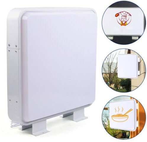 50Cm Quadrat Leuchtkasten Led Weiß Leuchtschild Doppelseitig Leuchtreklame Beleuchtet Logo Lichtbox Vorspringende Lichtwerbung Beschilderung Mit Netzkabel FüR Restaurant Imbissbuden GeschäFte