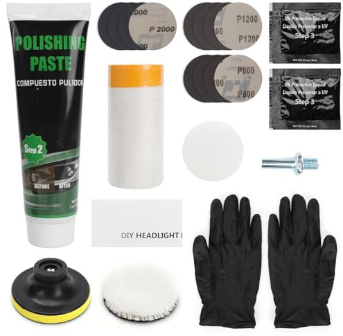 ZOLGINAH Kit Pulido Faros Coche,Kit de Restauración de Faros Delanteros,Profesional de Restauración y Reacondicionamiento de Faros para Limpiar y Pulir Rápida y Fácilmente Faros Apagados y Desgastados